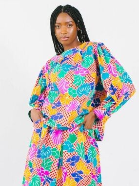 Saint Laurent Vintage 1980s Rive Gauche Matisse Print Blouse Top Size EU 40